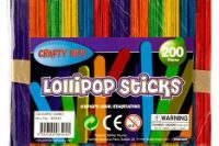 Lollipop Sticks Jumbo Coloured 200 pce