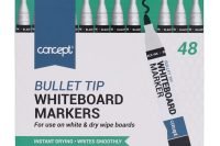 Concept Whiteboard Markers Bullet Tip Black 48 pce