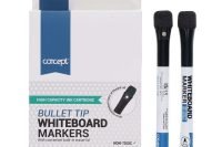 Concept Whiteboard Markers with Eraser Black 6 pce